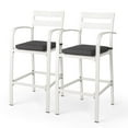 thumbnail image 4 of Ktaxon 2-Pc Outdoor Bar Stools, All-Weather Aluminum with Cushion for Patio, Backyard, White, 4 of 9
