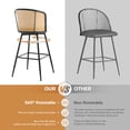 thumbnail image 5 of ANMINY Rattan Swivel Bar Stools Set of 3, 29" Bar Height with Rattan Back and Metal Legs, Mid-Century Modern Armless Boucle Fabric Barstools Seat, Upholstered Bar Height Stools for Kitchen Island, 5 of 11