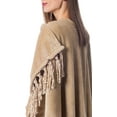 thumbnail image 5 of Gift for Mom Fleece Wearable Throw Poncho - Throw Blanket Fringed Wrap - Fleece Cape - Gavotte Home (Beige), 5 of 7