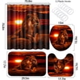 thumbnail image 4 of Juego de cortina de ducha con diseño de león salvaje africano en 3D para baño, juego de baño con animales geniales con cortina de ducha y alfombras, tapa de inodoro, tapete de baño, accesorios de, 4 of 6