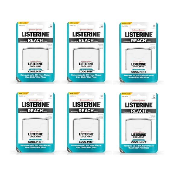 Listerine Cool Mint, Mint Flavored Dental Floss - 55 Yards, 6 Pack