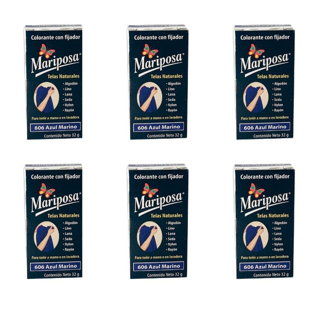 Colorante Para Telas Mariposa 32 GR Azul Marino Pastilla Efervescente Paquete Mayoreo Con 6 Piezas