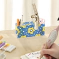 thumbnail image 7 of Pen Holder 4 Compartments Acrylic Pencil Cup Desktop Makeup Organizer Office Supplies Yellow Soccer Star, 7 of 7
