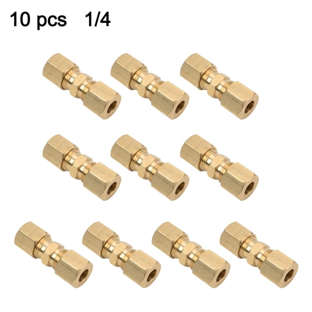 10Pcs Brake Line Connector 1/4 5/16 3/8 Straight Brass Brake Line Compression Fitting Unions For OD Tubing Car Accessories