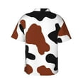 thumbnail image 3 of Picia Brown Black Cow Gentle Cotton Regular Fit Short Sleeve Casual Hawaiian Shirt for Men-Small, 3 of 9