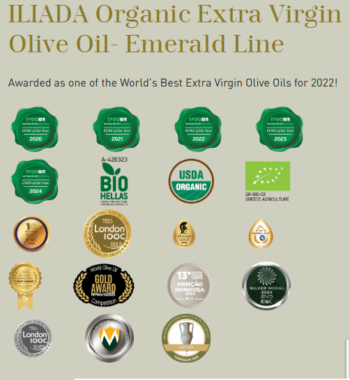 Iliada Organic Emerald Line Round Tin - Extra Virgin Olive Oil, 750ML
