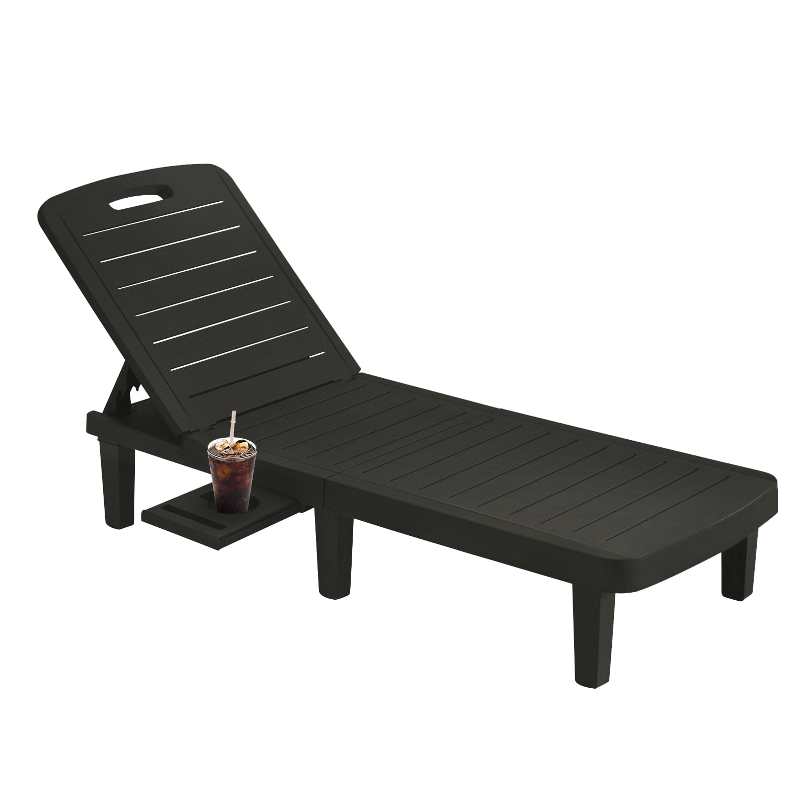 Amopatio Oversized Outdoor Chairse Lounge Chair Set of 2, 5-Level Adjustment Backrest, Extra Widen Chaise with Cup Holder Easy Assembly for Pool Beach Garden
