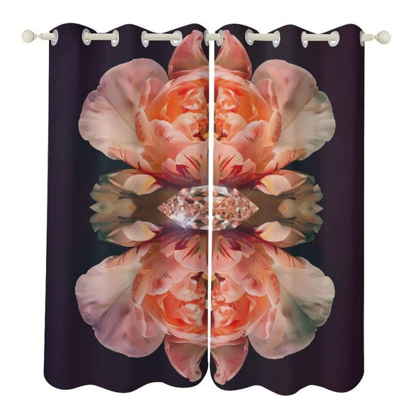 Boho Vintage Floral Blackout Curtains, Watercolor Pattern Window Treatment Grommet Curtains for Bedroom Thermal Insulated Window Curtains for Living Room 2 Panel Set