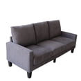 thumbnail image 4 of Ucloveria 3 Seater Sofa Couch, Mid-Century Modern 75" Small Sofa with Storage Box for Living Room Bedroom, 6.7" Thick Upholstery, Linen Fabric, Drak Grey, 4 of 7