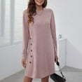 thumbnail image 3 of Brondbend Womens Fashion Dresses Long Sleeve Crew Neck Casual Solid Color Button Maxi Dress Lounging Dresses Breathable Skirts Date 50% off Clear Pink Summer Skirts Size-XL, 3 of 6