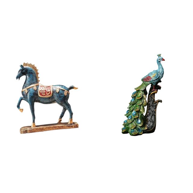 Figura de caballo,Figura de caballo Escultura animal coleccionable,Adorno de centro de mesa con estatua de caballo de resina,Figura de escritorio,Estante de estatua de pavo real para