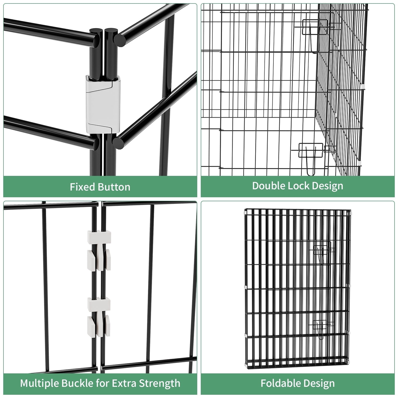 ZephyPaws Foldable Dog Pen with Door,36in 8Panel Puppy Playpen for Inside,Dog Playpen Fence for Yard