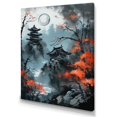 thumbnail image 2 of Designart "Moonset And Japonese Maple Tree V" Japon Landscape Canvas Wall Art, 2 of 5