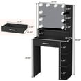 thumbnail image 6 of Makeup Vanity Desk with Mirror and Lights, NEORIVER Black Vanity Mirror with Lights with Large Drawer and 6 Level Storage, Black Vanity with Large Led Mirror with 3 Color Lighting Modes, 6 of 8