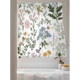 thumbnail image 3 of Colored Plant Sheer Curtains 2 Panels Set Flowers Leaf Butterfly Lihgt Filtering Rod Pocket Voile Drape, Semi Sheer Window Curtains for Bedroom Living Room, 52"x72", 3 of 5
