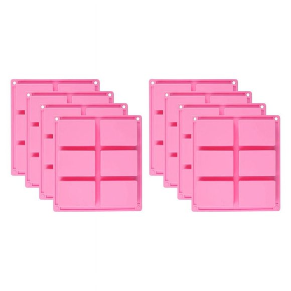 8 Piezas Moldes de Jabón de Silicona - 6 Moldes de Jabón de Bricolaje Rectangulares de Cavidad para Pastel de Paquete, Magdalena, Muffin, Pastel de Café, Pudín Y Jabón