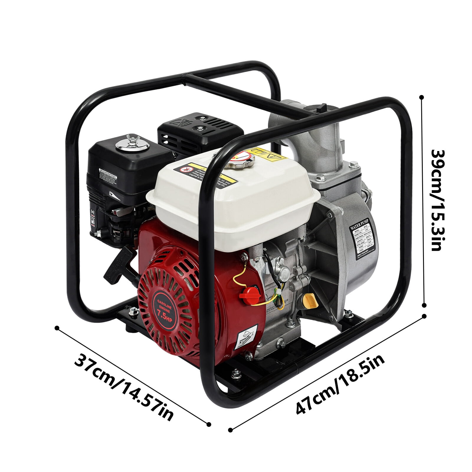 3 Inch 210CC 264GPM Heavy Duty Semi-Trash Clean Water Pump Gasoline Engine 7.5hp