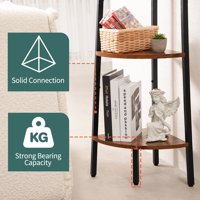 4-Tier Corner Bookshelf with Metal Frame