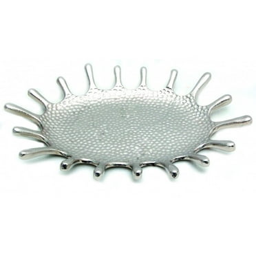 Silver Hammered Splash Design Serving Tray