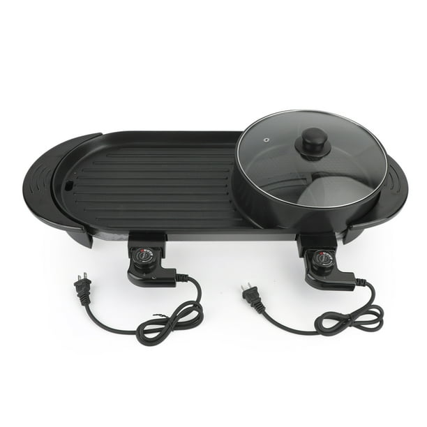 2 in 1 Electric Hot Pot Grill Teppanyaki NonStick Smokeless Barbecue