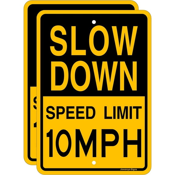 Slow Down Speed Limit 10 MPH Sign,Traffic Sign,8" x 12" inches,Reflective Aluminum,UV Protected,Weather Resistant,Waterproof,Durable Ink,Outdoor Use,Easy to Mount(4 Pack)