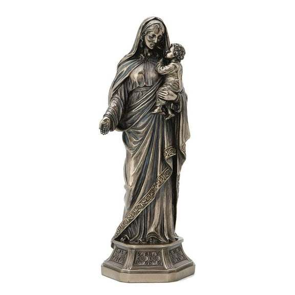 Veronese Design 11.5 Inch Holy Mother Mary Holding Infant Jesus Antique Bronze Finish Sculpture Religious Figurine