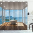 thumbnail image 1 of Ambesonne Minimalist Shower Curtain, Bathtub and Islands, 69"Wx84"L, Pale Brown White, 1 of 3