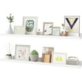thumbnail image 1 of Floating Shelves Wall Shelves Set of Wood Storage Shelves with Ledge Wall Mounted Floating Shelf for Living Room Kitchen Bedroom Books Photo Frames Decor Walnut, 1 of 8