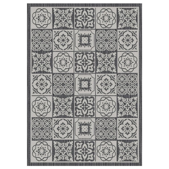 Tapis d'extérieur d'intérieur 7 pi 7 po x 10 pi 10 po, Weylon Tile, Grise