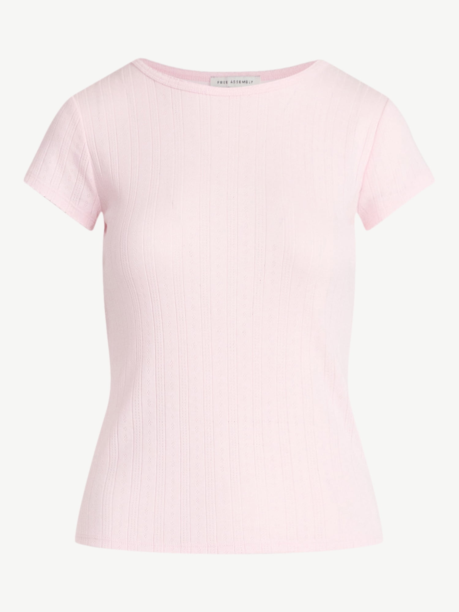 Free Assembly Women's and Women's Plus Pointelle Mini Tee with Short Sleeves, Sizes XS-4X