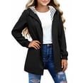 thumbnail image 5 of Puntoco Kids Rain Jacket Boys Girls Waterproof Hooded Raincoats Fashion Lightweight Windbreaker Fall Zip Jackets with Pockets Black 15 Years, 5 of 5