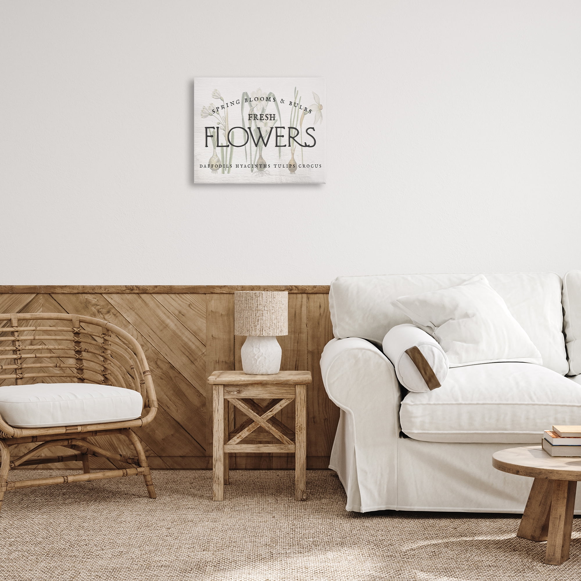 Stupell Industries Fresh Flowers Market Typography Painting Gallery Wrapped Canvas Art Print Wall Art, 20 x 16