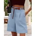 thumbnail image 2 of Shorts for Women Dressy 2025 Summer Elastic High Waisted Wide Leg Business Casual Work Shorts with Pockets Light Blue M, 2 of 4