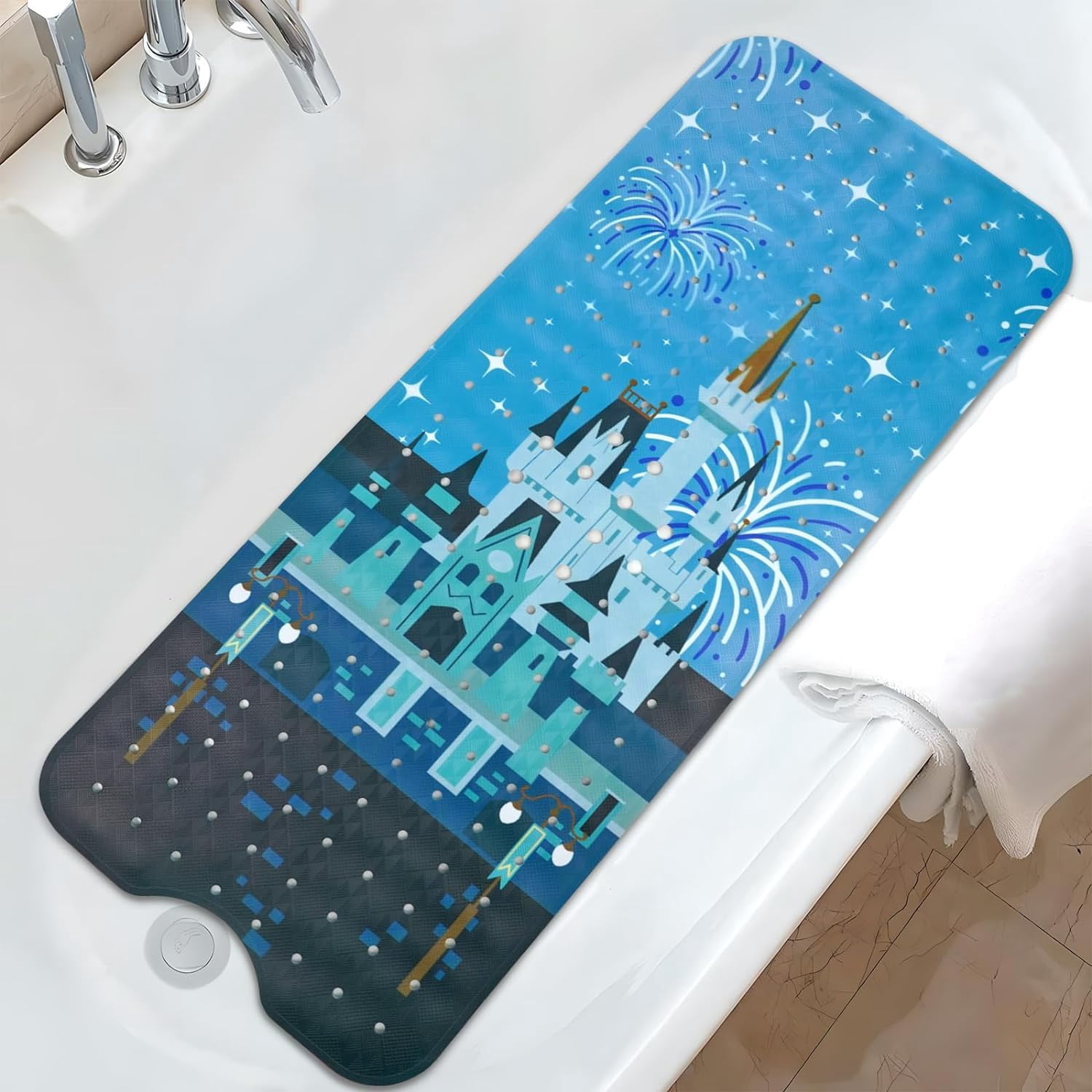 Bathtub Mat Non Slip Shower Mat Extra Long Anti Slip Bath Mats for tub Mat with Suction Cups and Drain Holes