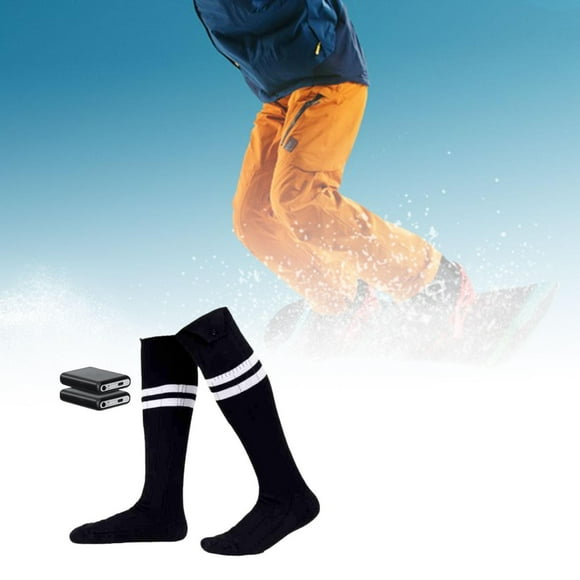 Colaxi Heated Socks Rechargeable Thermal Insulated Socks for Hiking Outdoor Cycling Black White Stripe