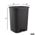 thumbnail image 3 of Superio Small Outdoor Trash Can with Lid for Dog Poop 27 Liter - 6.8 Gallon White Plastic Wicker Mini Waste Basket, 3 of 5