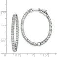 thumbnail image 2 of Sterling Silver Rhodium Plated With Cubic Zirconia Hinged Oval Hoop Earrings - Measures 33x27mm Wide, 2 of 2