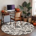 thumbnail image 4 of Farmhouse Black Floral Washable Round Area Rug 4 ft, Linen Boho Flower Rustic Country , Soft Non Slip Rugs Stain Repellent Indoor Felt Carpet for Living Dining Room Bedroom Home Office, 4 of 9