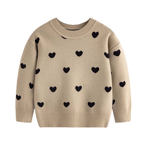 RXIRUCGD Chandail à Enfiler pour Filles, Nouveau pour l'Automne et l'Hiver en Europe et aux États-Unis, Vêtements pour Enfants, Hauts Yangqi Love, Tricot pour Enfants ( Beige, Taille : 7 Ans )