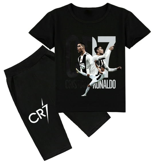 Cristiano Ronaldo Themed Kids' Set: Cotton Short Sleeve T-shirt and Short Pants for Boys Girls Summer