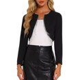 thumbnail image 1 of BLAZER CORTO SIN CUELLO DE MANGA LARGA CON BORLAS PARA MUJERES INSPIRADO EN CHIC XL NEGRO, 1 of 5