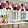 thumbnail image 4 of 2 Pack Abstract Art Valance for Window Patchwork Red Black and Grey Kitchen Valance Rod Pocket Short Curtain Topper Decorative Window Treatment for Living Room Bedroom 42"x12", 4 of 8