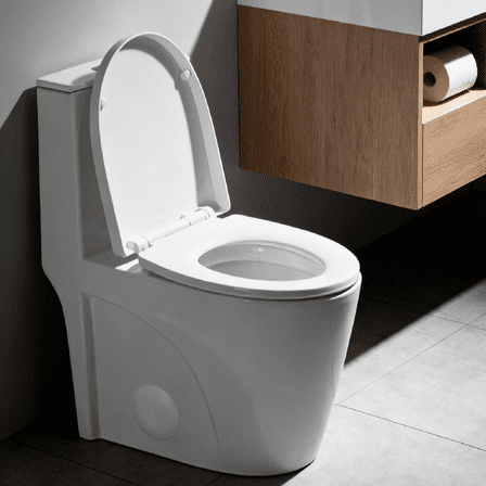 CRO Decor Modern Ceramic One-Piece Dual Flush Toilet in White