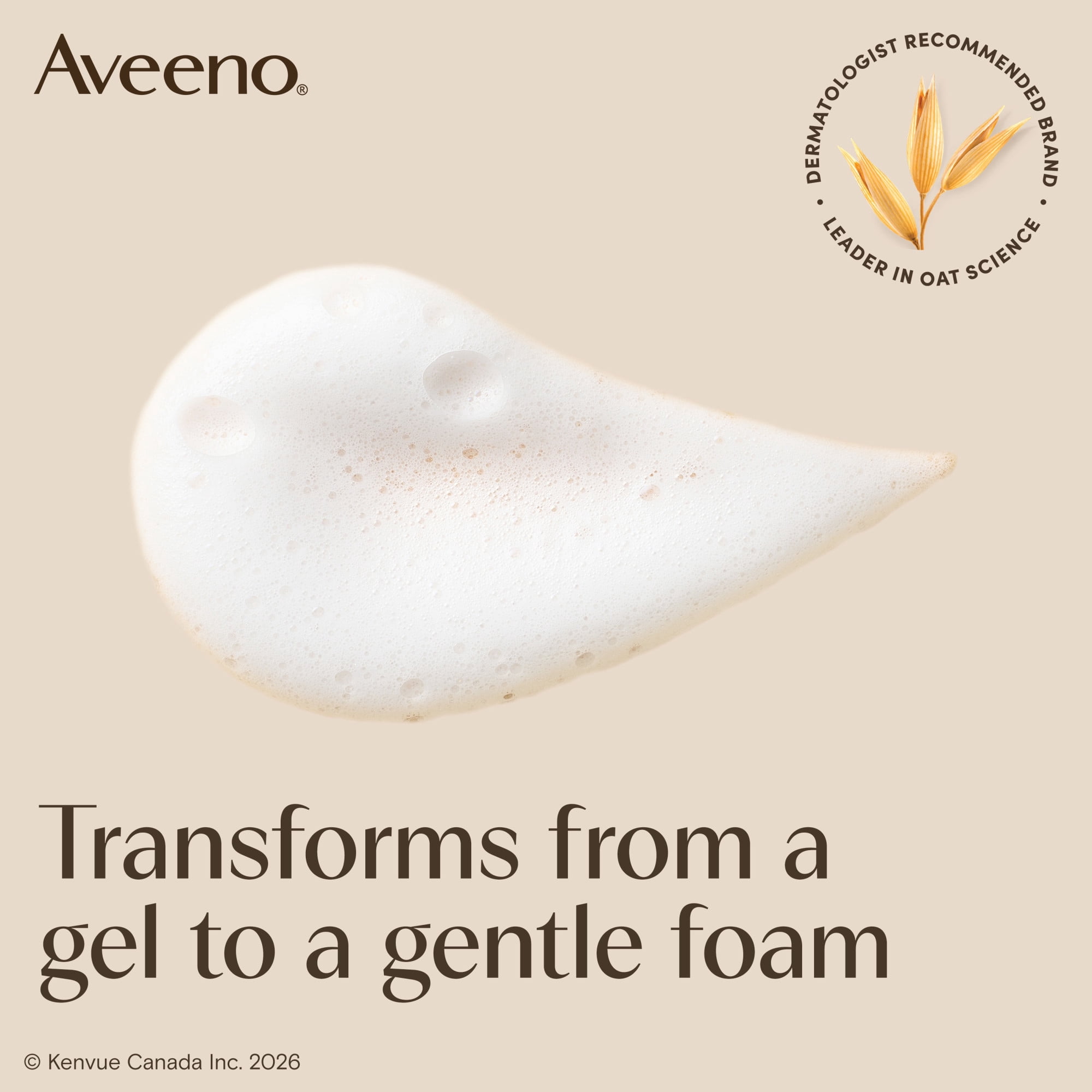 Aveeno Calm + Restore Foaming Cleanser for Sensitive Skin, Daily Face Wash Gently Removes Makeup & Cleanses Skin with Soothing Oat, 232 ml