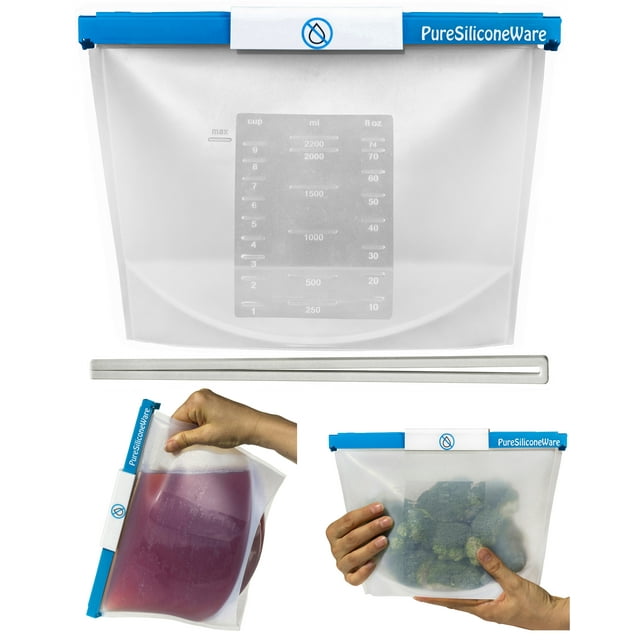 PureSiliconeWare 0.6 Gallon (74 oz) Reusable Silicone Bag Freeze, Heat