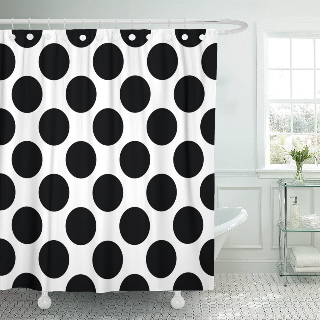 PKNMT Circle Abstract Black and White Big Polka Dot Classic Polyester