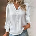 thumbnail image 2 of Womens Tops Lace Patchwork V Neck Long Sleeve Blouses Loose Casual T Shirts Polyester-Cotton Blend Soft Stretchy Elegant Cute Style 3Xl Sweaters For Women, 2 of 5