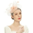thumbnail image 2 of Baberdicy Women's Tea Party Fascinator - Kentucky Derby Style - Elegant Pillbox Design - Headband Attachment - Tea Party Fascinator Kentuckys Derbys Hat Fascinator Beige,One Size, 2 of 8