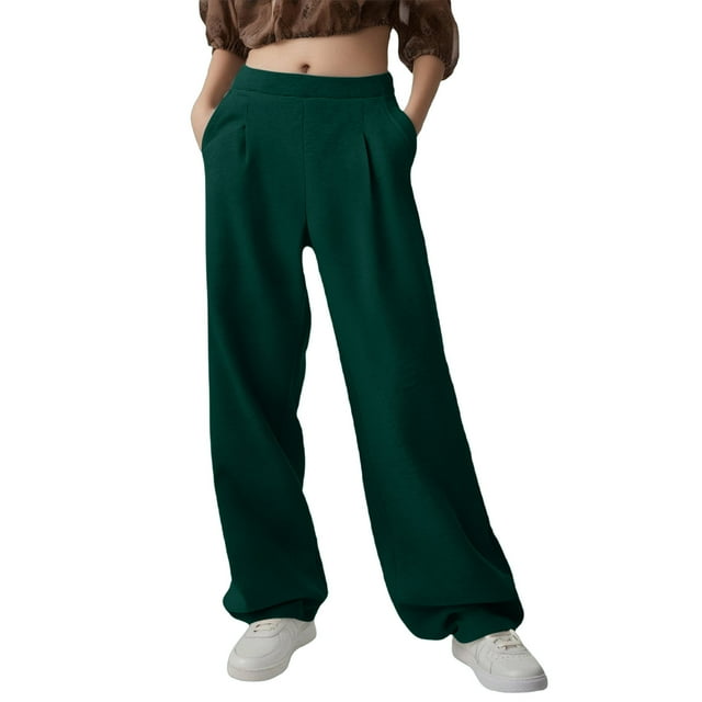 Pcksrro Straight Leg Sweatpants for Womens With Pockets High Waisted Wide Leg Baggy Sweatpants Casual Drawstring Workout Pants