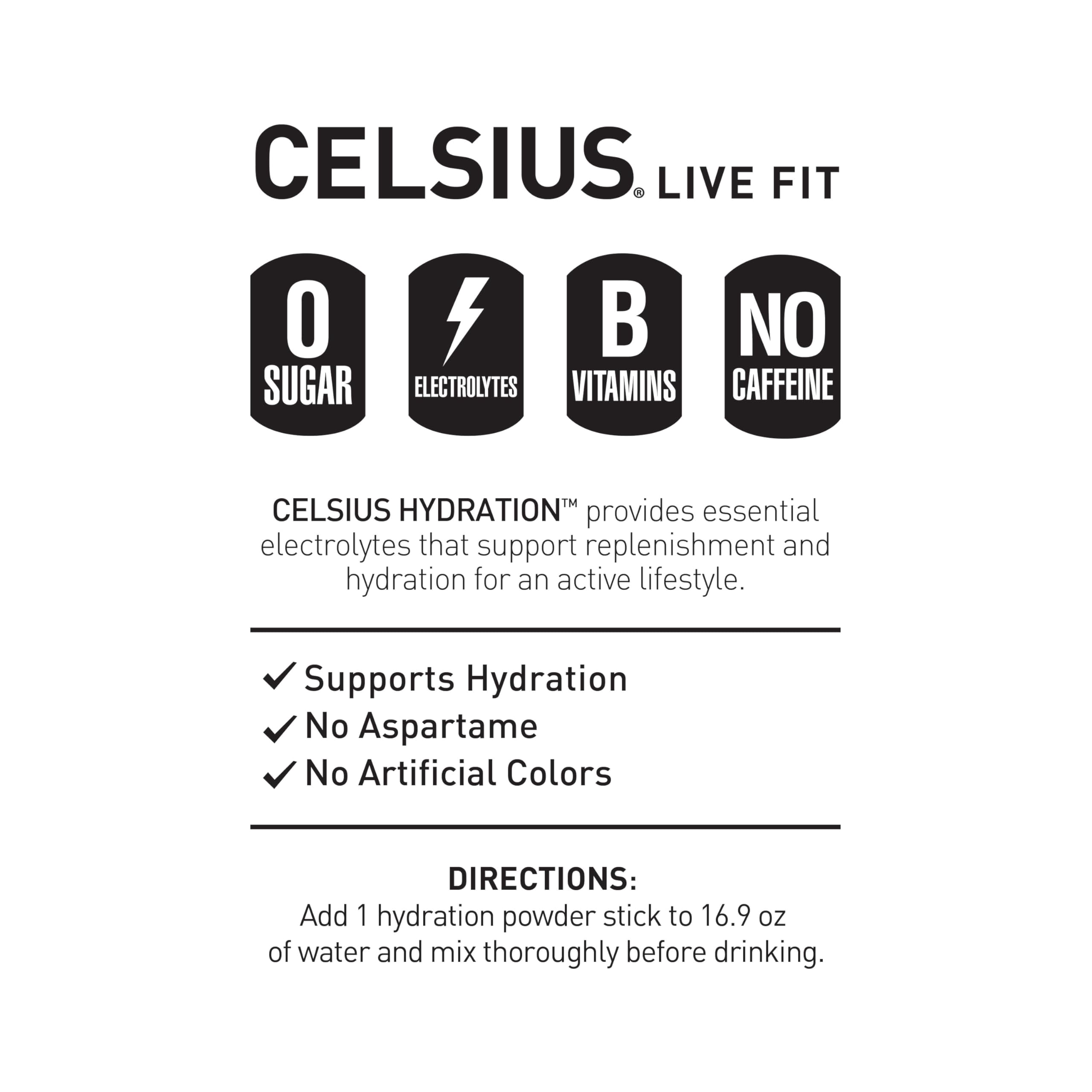CELSIUS Hydration Lemon Lime, Sugar Free Electrolyte Hydration Drink Mix